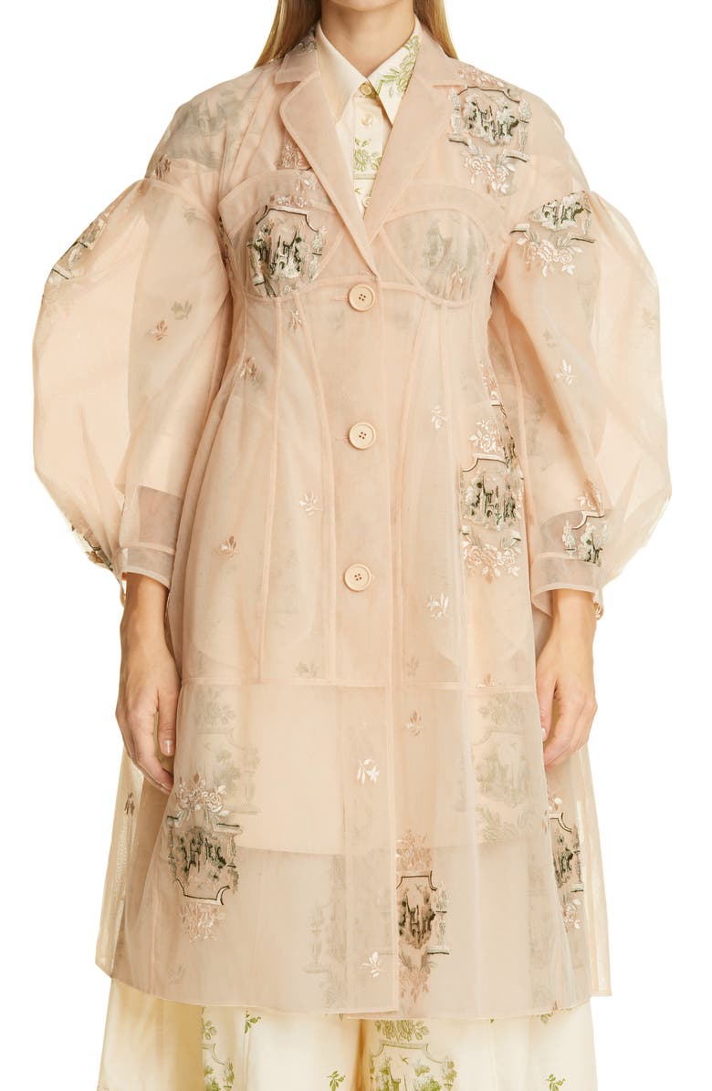 Simone Rocha Sculpted Sheer Tulle Coat, Main, color,