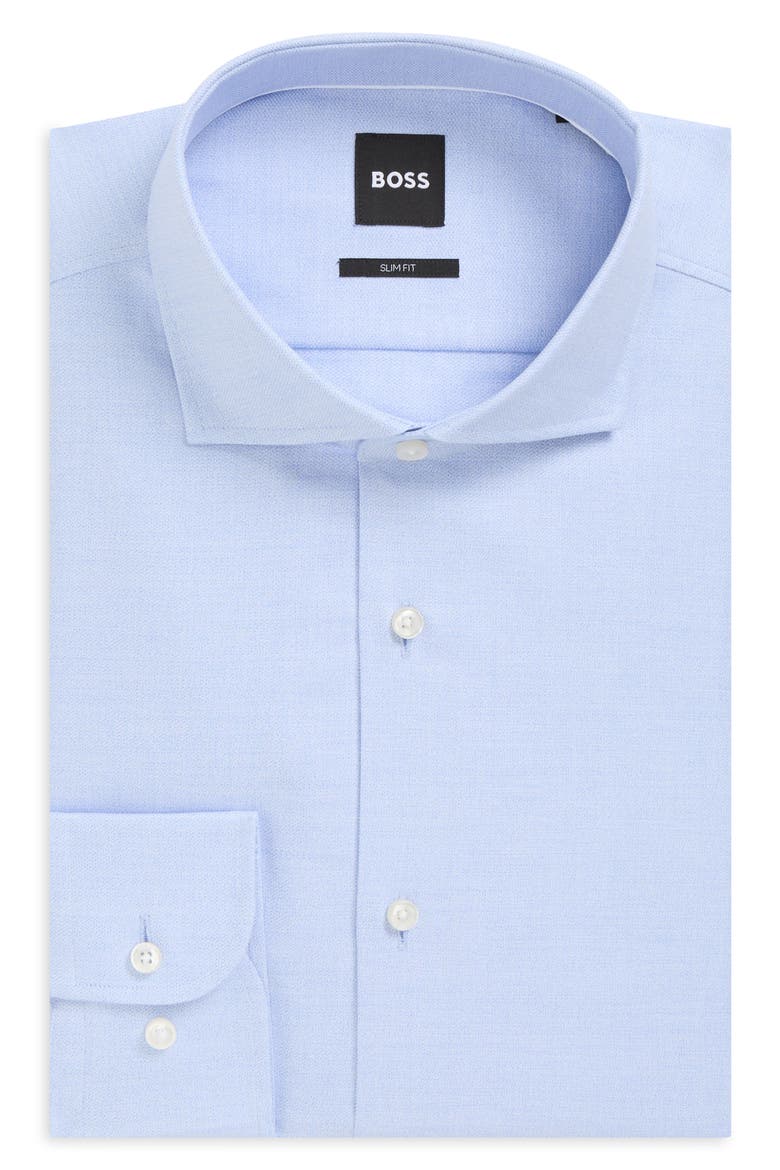 Hank Slim Fit Light Blue Cotton Dress Shirt, Alternate, color, LIGHT/ PASTEL BLUE