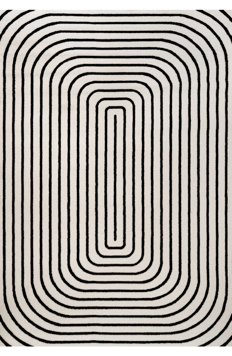 JONATHAN Y Freya Modern Scandinavian Arch Stripe Monotone High-Low Area Rug, Main, color, Black/White