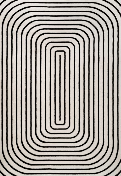 Freya Modern Scandinavian Arch Stripe Monotone High-Low Area Rug