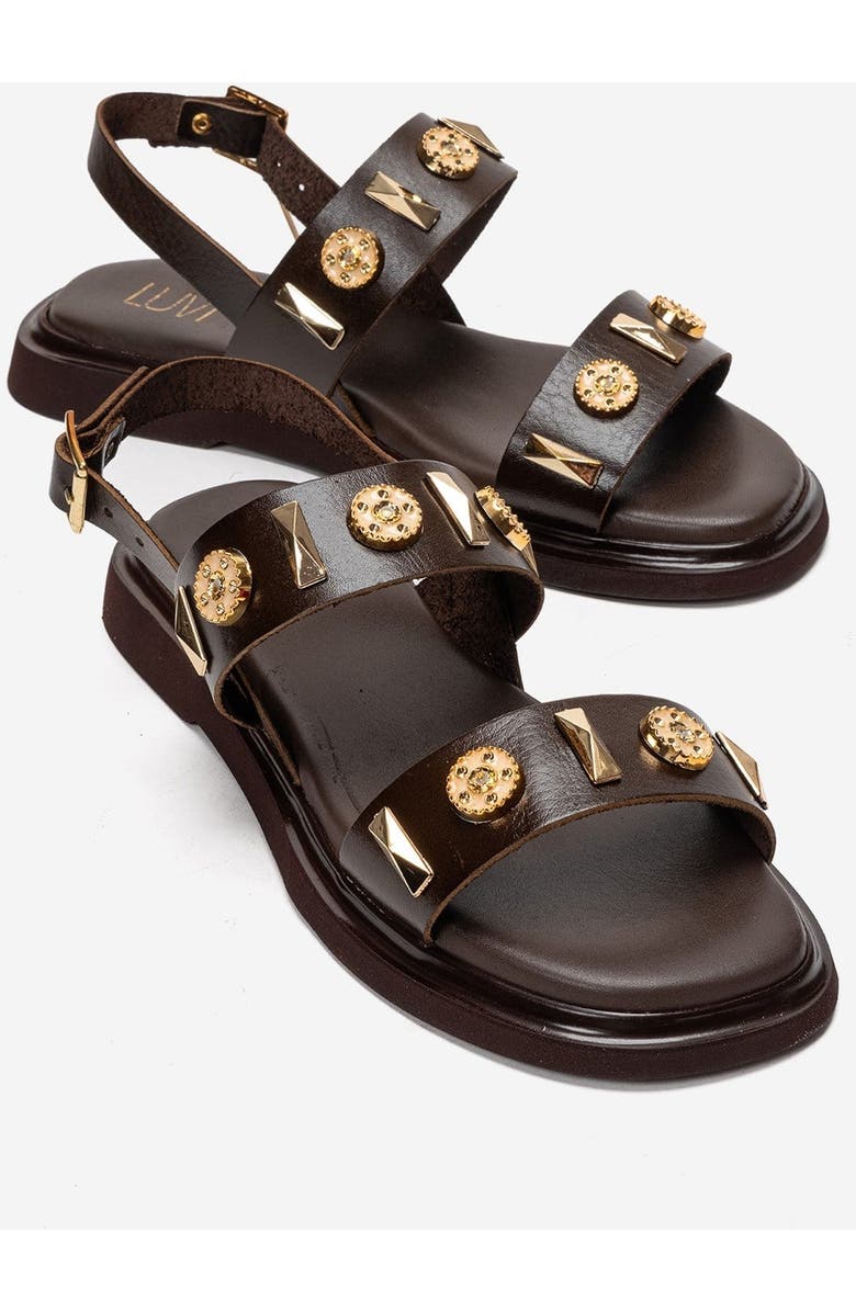 Forever & Always Shoes Libera Leather Sandal, Main, color, Brown