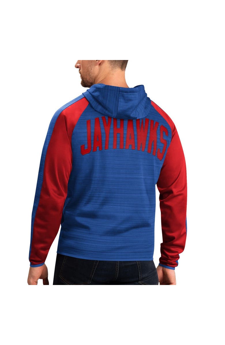 G-III SPORTS BY CARL BANKS Men's G-III Sports by Carl Banks Royal Kansas Jayhawks Neutral Zone Raglan Full-Zip Track Jacket Hoodie, Alternate, color,