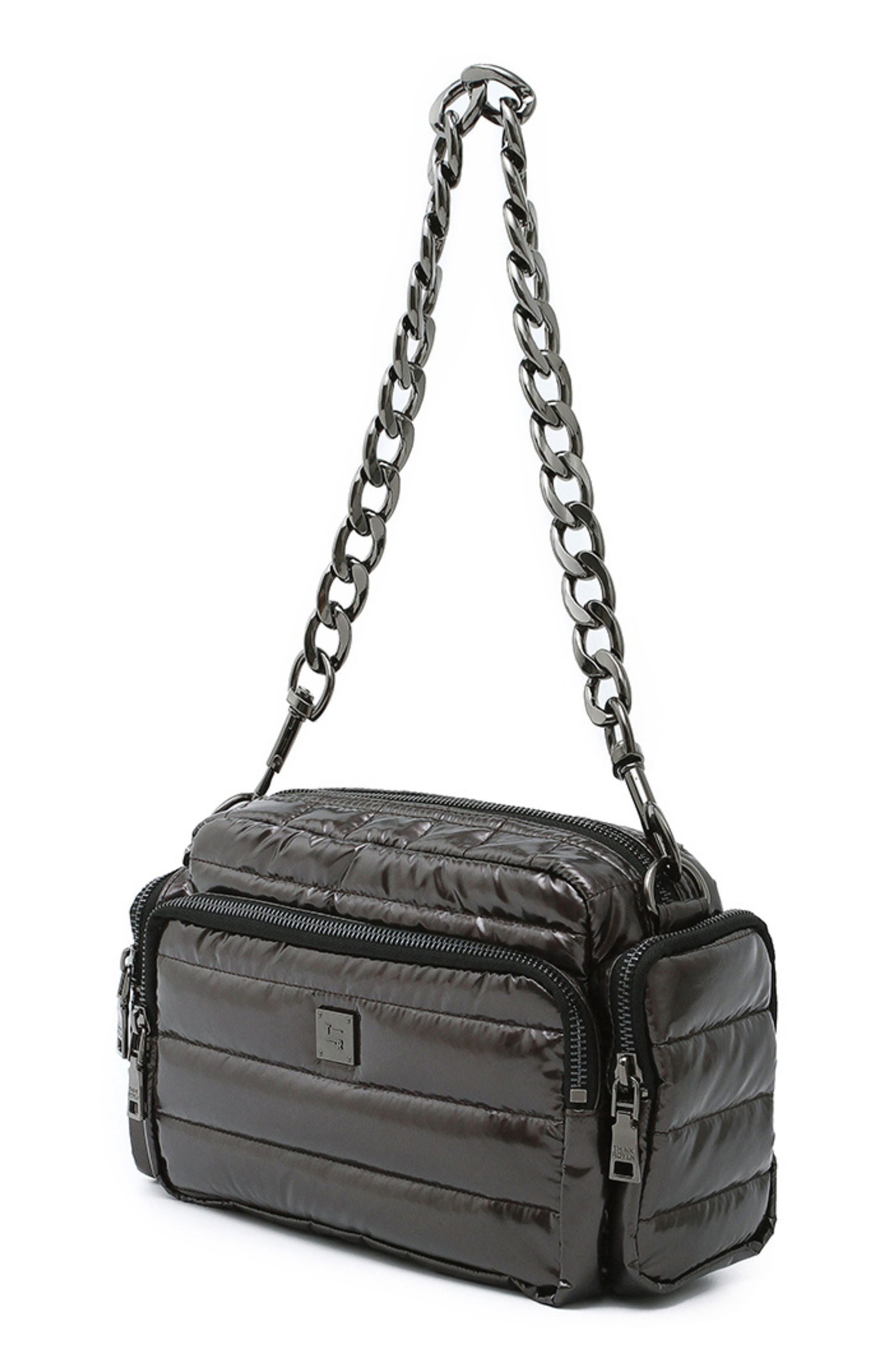 Triad Quilted Faux Leather Crossbody Bag, Alternate, color, DARK MOCHA PATENT