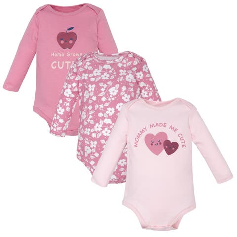 Essential All-Cotton Long-Sleeve Bodysuit Three-Piece Pack