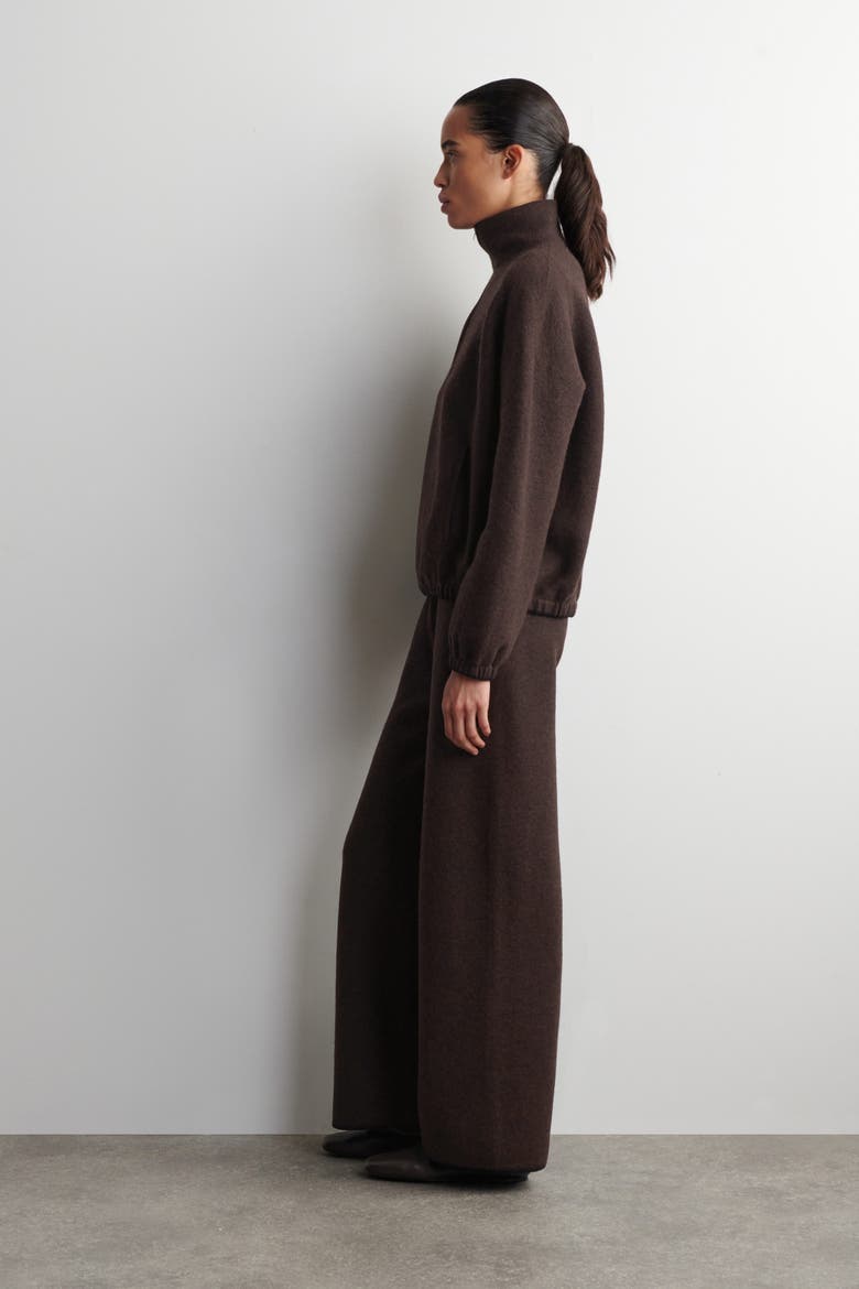 Boiled Merino Wool Zip-up Jumper, Alternate, color, BROWN MÉLANGE
