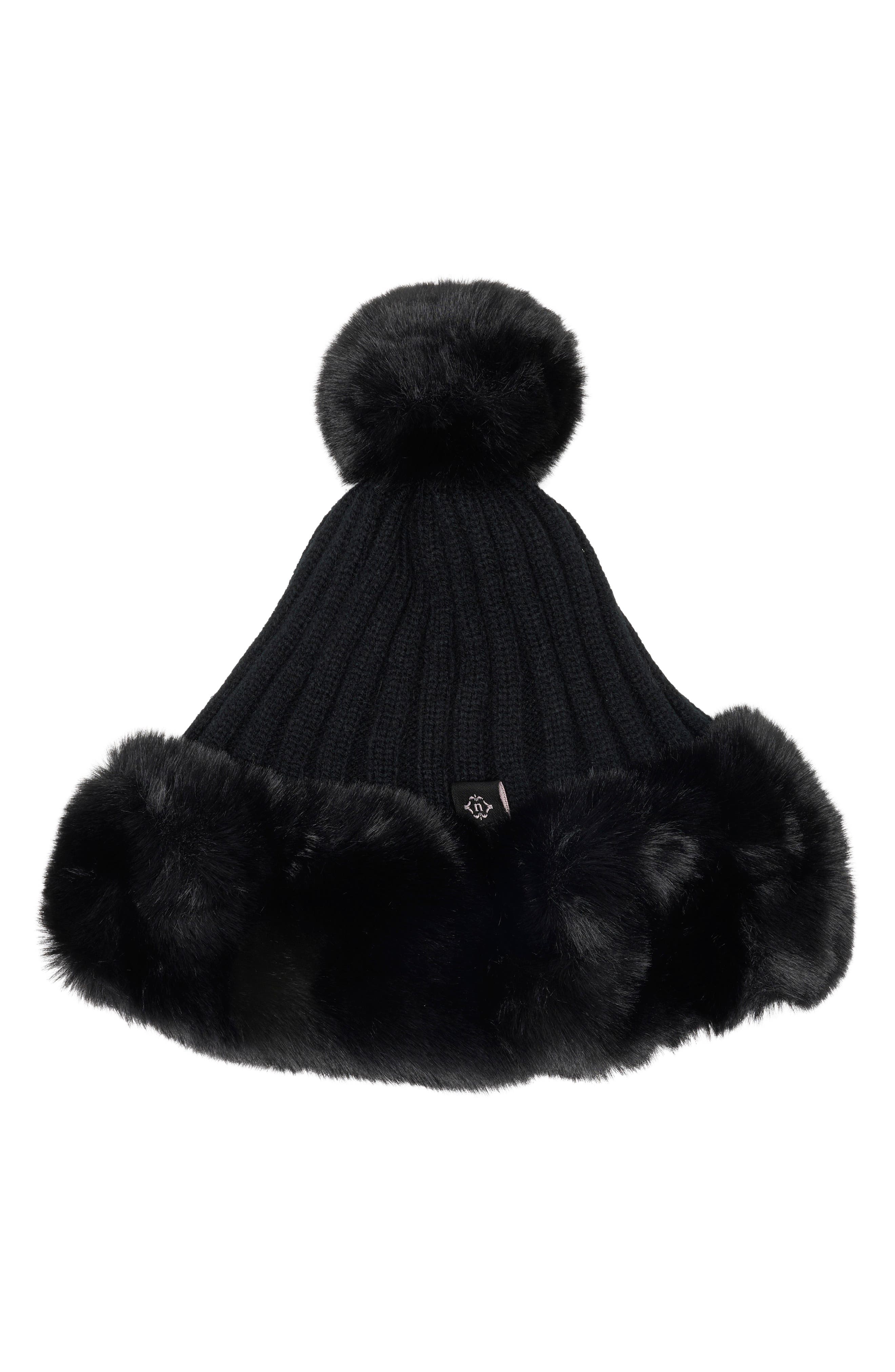 Nanette Lepore Oversize Faux Fur Trim Beanie