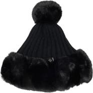 Nanette Lepore Oversize Faux Fur Trim Beanie