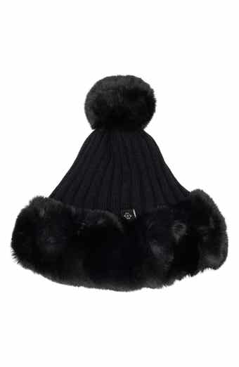 Nanette Lepore Oversize Faux Fur Trim Beanie
