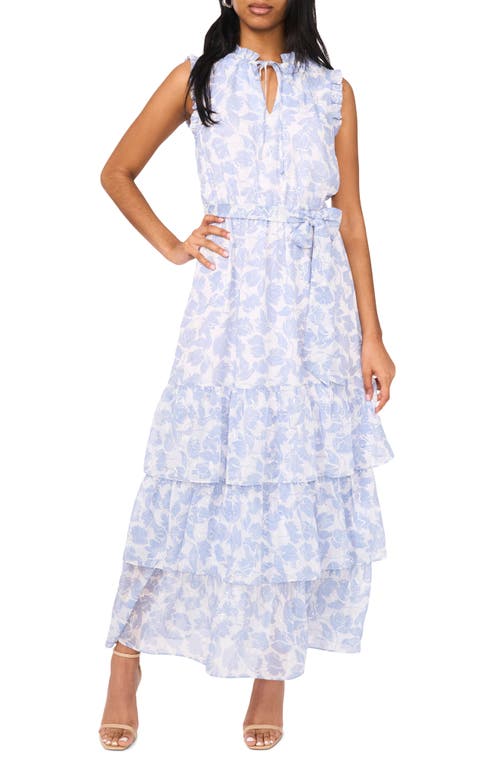 Halogenr Halogen(r) Tie Neck Sleeveless Tiered Maxi Dress In Rainwashed