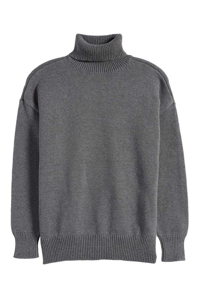 Rib Turtleneck Sweater, Alternate, color, HEATHER GRAPHITE