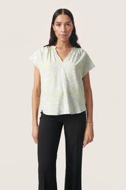 Soaked in Luxury Wynter Notch Neck Short Sleeve Blouse