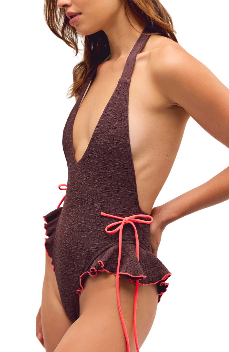 free-est by Free People Lyra Plunge One-Piece Swimsuit, Alternate, color, Puce