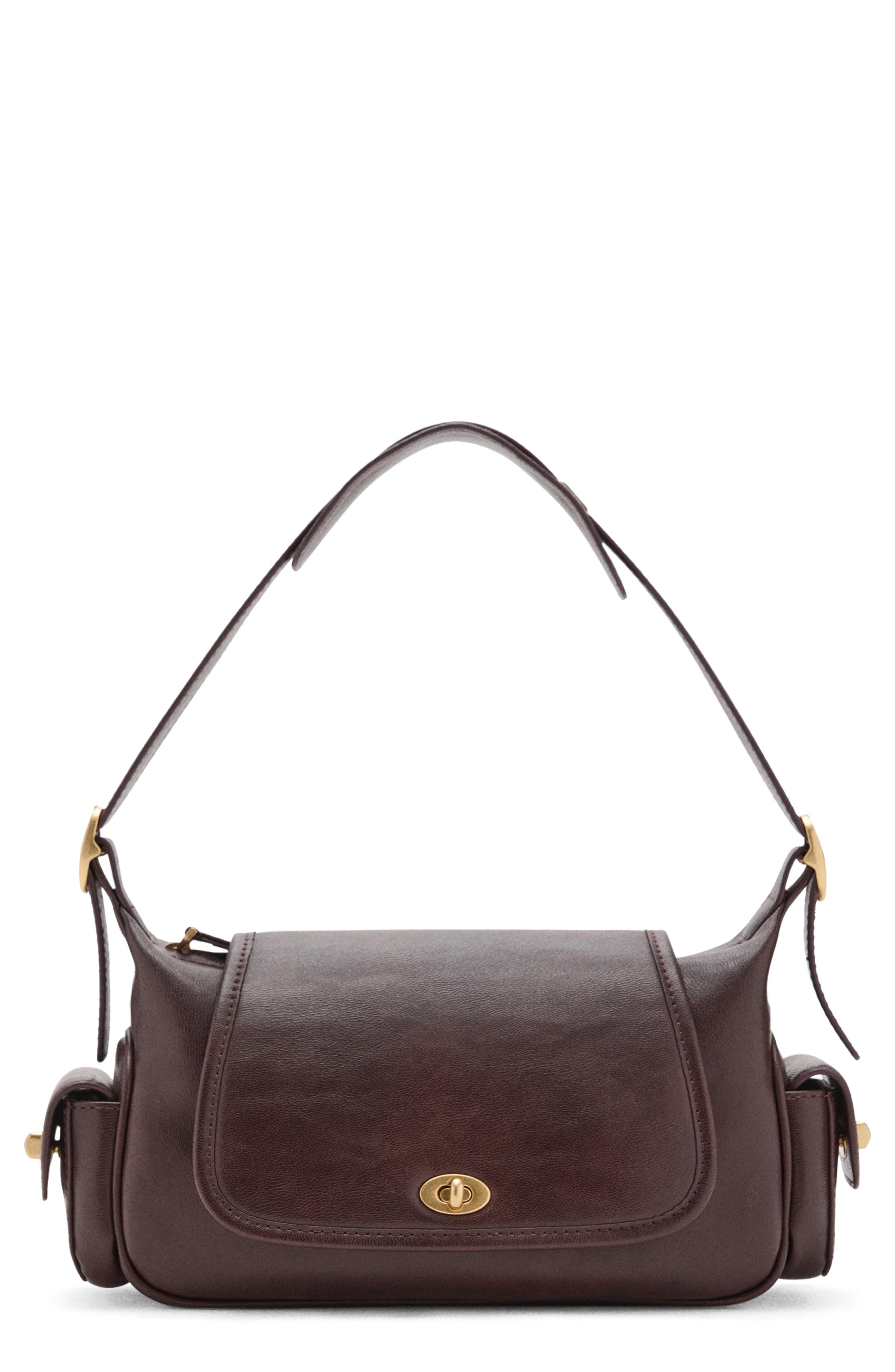 MANGO Faux Leather Shoulder Bag, Main, color, 