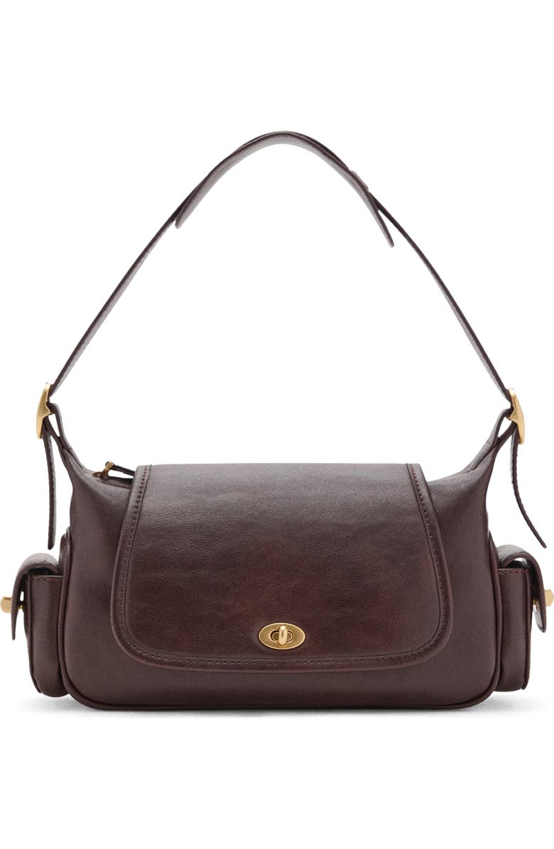 MANGO Faux Leather Shoulder Bag, Main, color, Chocolate