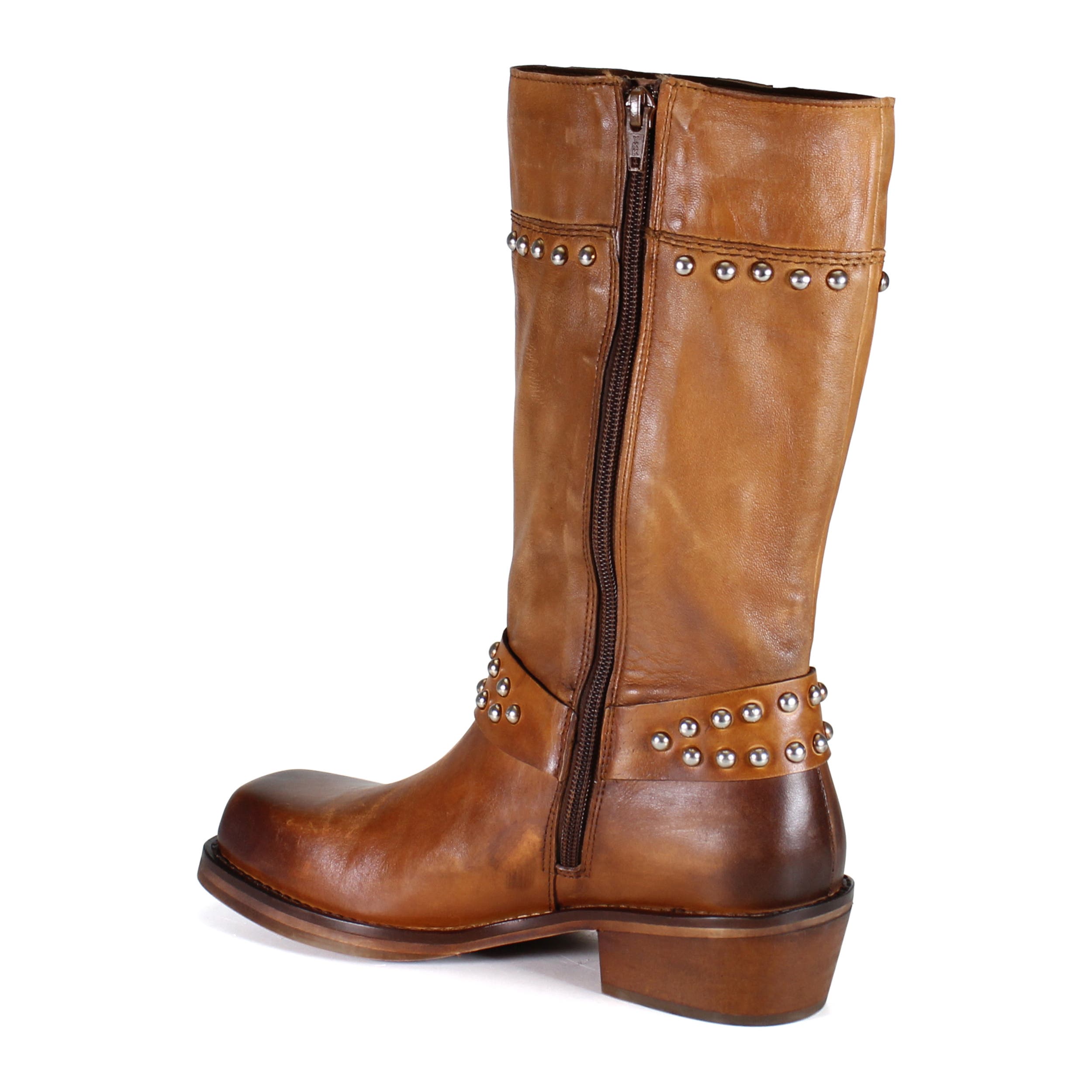 Diba True VAL UABLE Leather Mid Calf Studded Harness Boot, Alternate, color, Tan