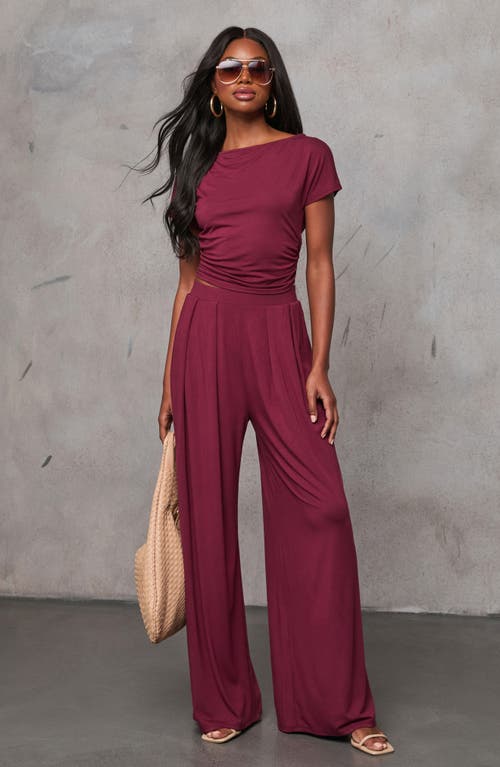 Vici Collection Santori High Waist Wide Leg Pants In Wine