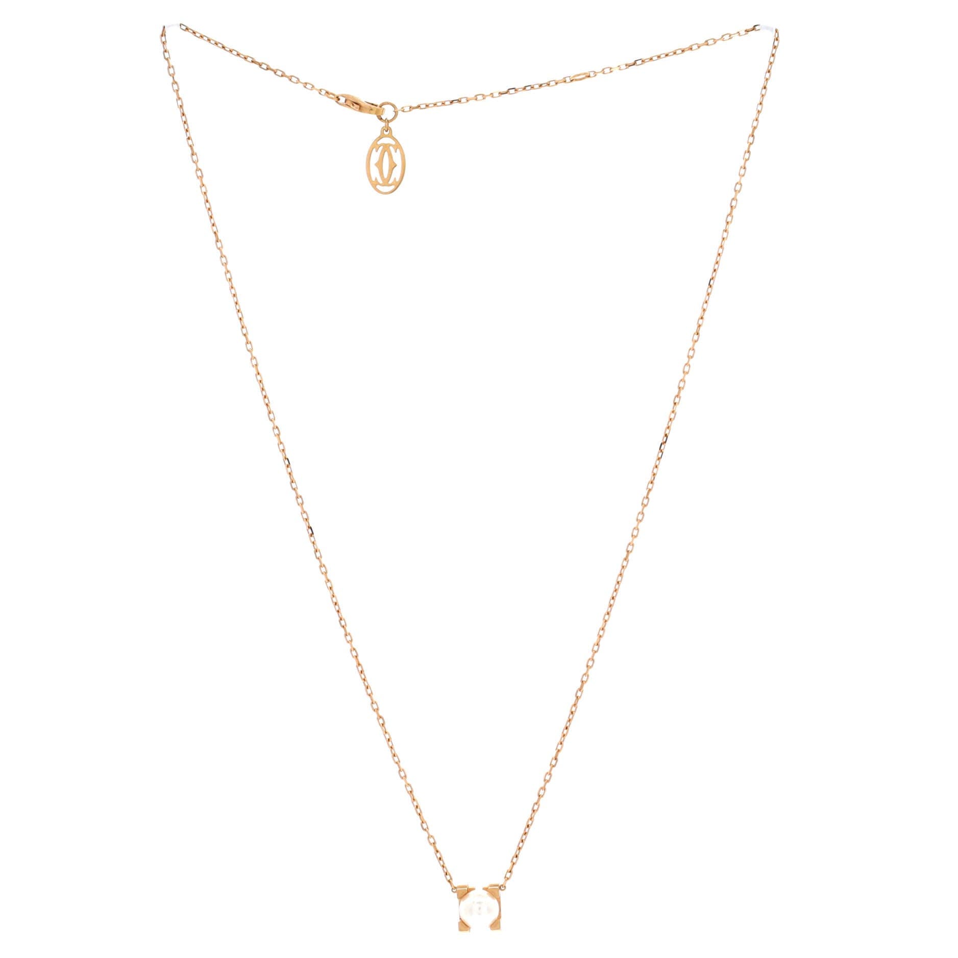 C de Cartier Necklace 18K Rose Gold and Pearl, Alternate, color, Metallic Gold