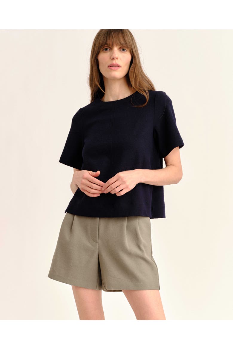 Frankie Pebbled Crepe Short, Alternate, color, Moss