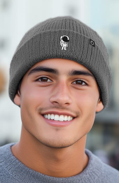 Dalix Astronaut Beanie In Asphalt Gray