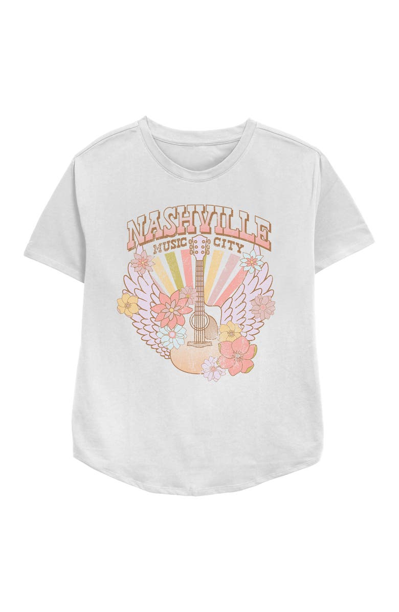 Lost Gods Women's Lost Gods Distressed Nashville Music City  Graphic T-Shirt, Main, color, White