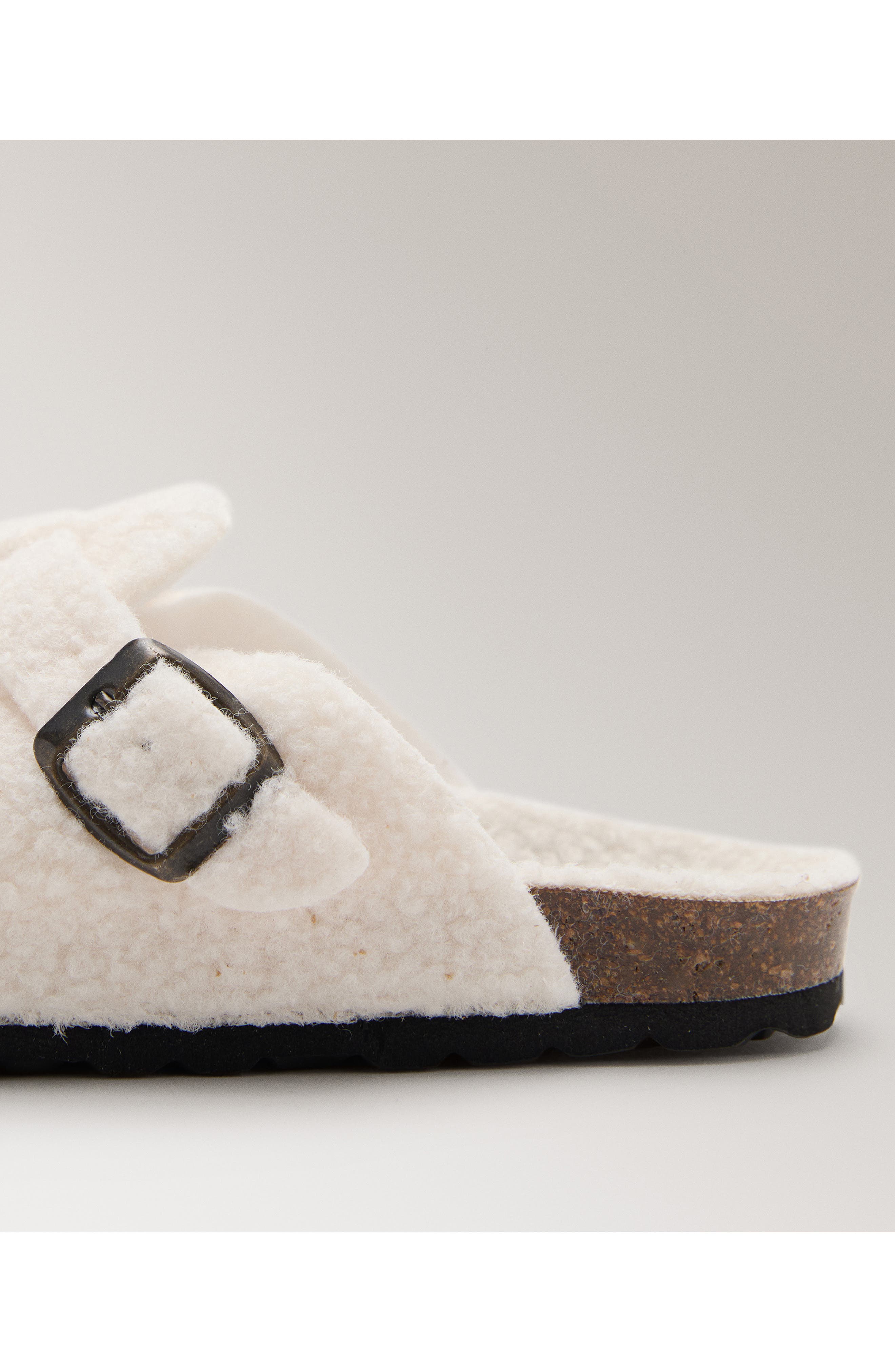 MANGO Faux Shearling Clog, Alternate, color, Ivory White