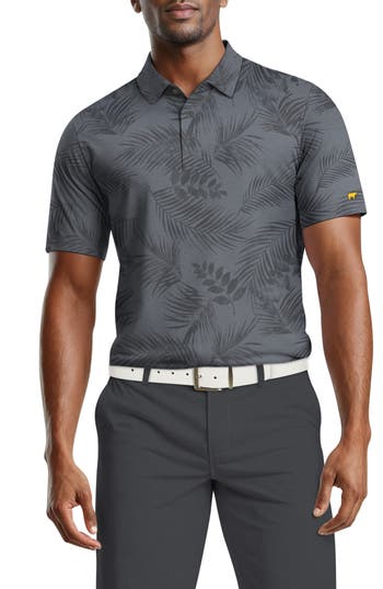Jack Nicklaus Tropical Leaf Golf Polo In Black