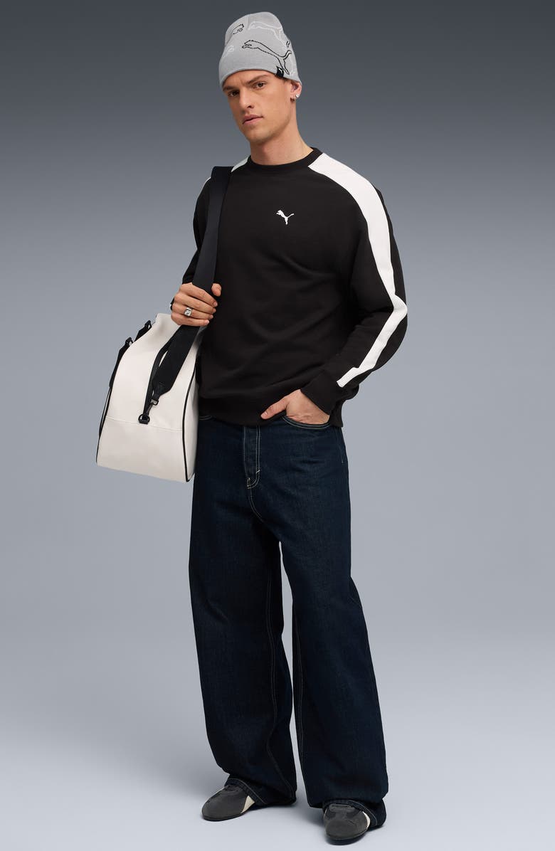 PUMA T7 Relaxed Crewneck Sweatshirt, Alternate, color, Puma Black