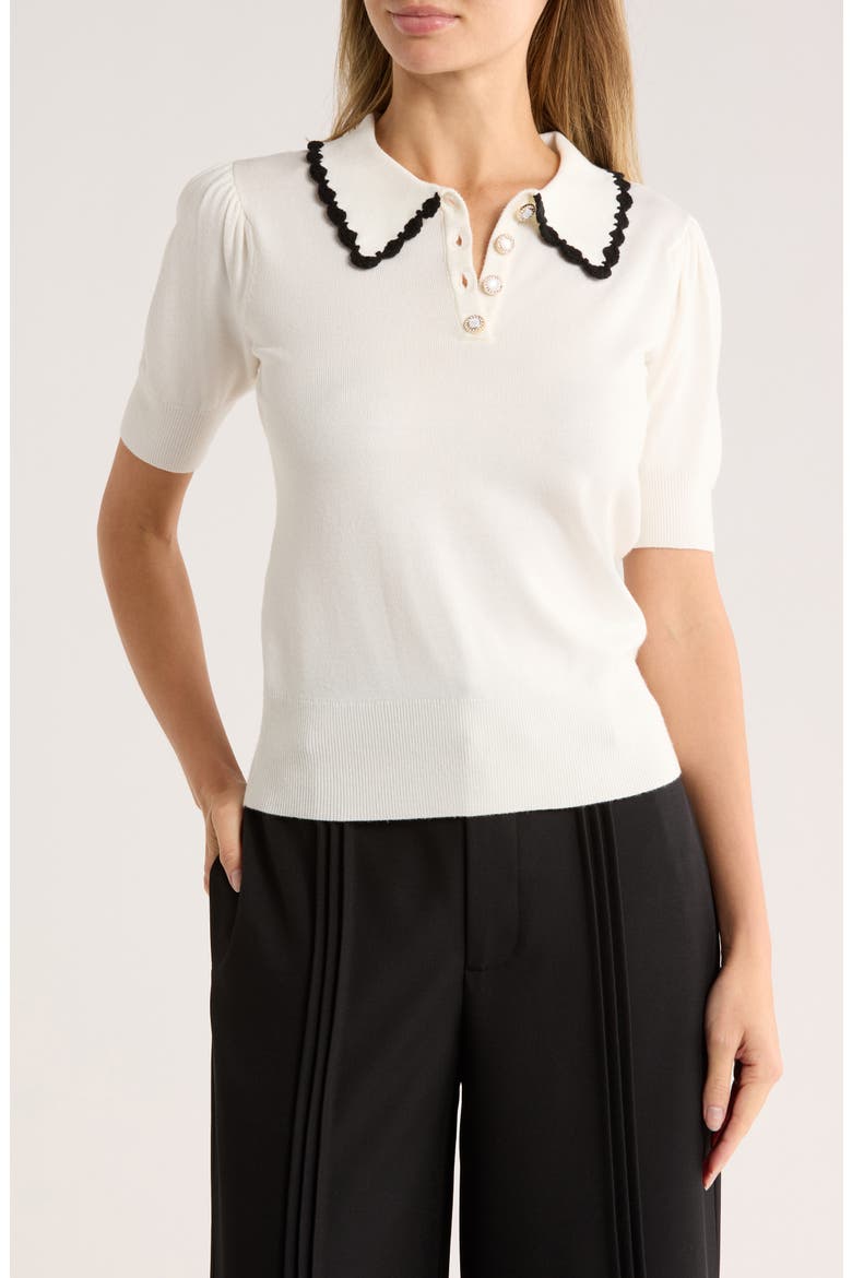 Gwen Lace Trim Sweater, Main, color, COCONUT MILK