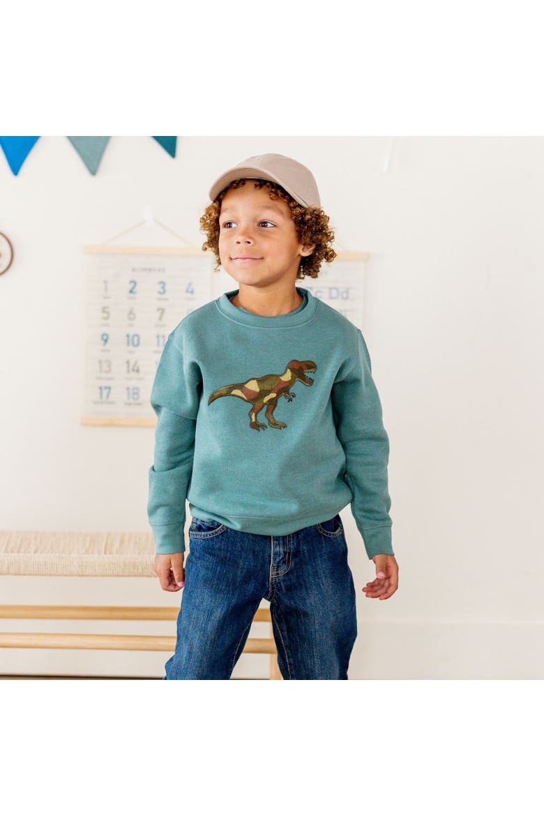 Camo Dino Patch Sweatshirt, Alternate, color, Hunter Green