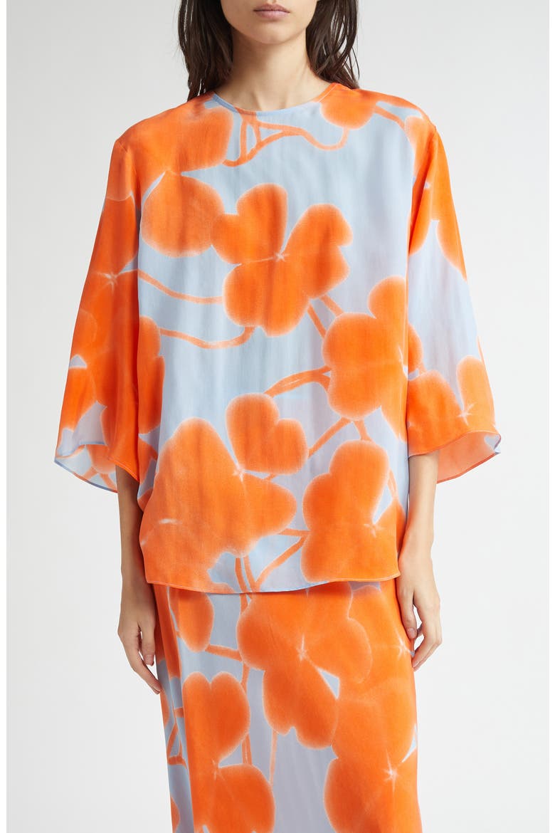 Oaja Ketunleipä Cupro Popover Top, Main, color, LIGHT BLUE ORANGE LIGHT PINK