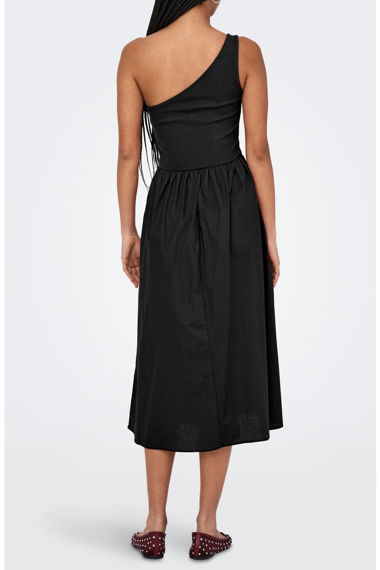 Iris life One-Shoulder Midi Dress, Alternate, color, BLACK
