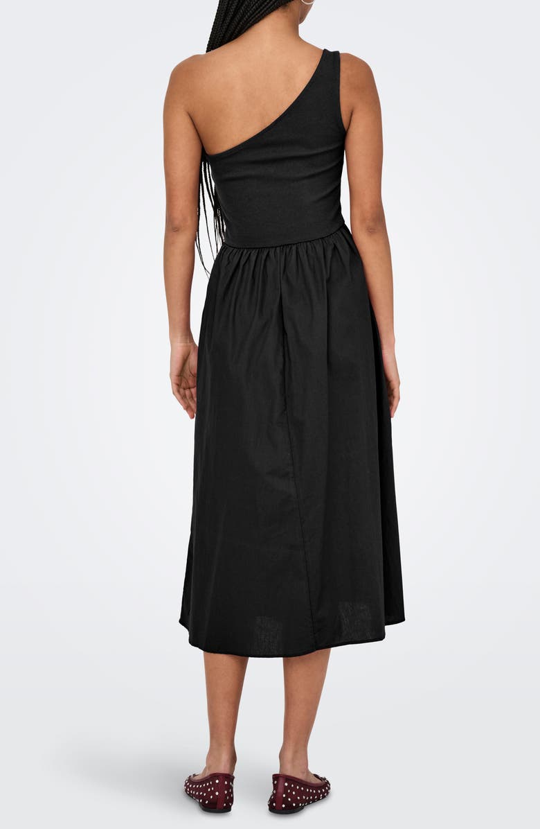Only Iris life One-Shoulder Midi Dress, Alternate, color, Black