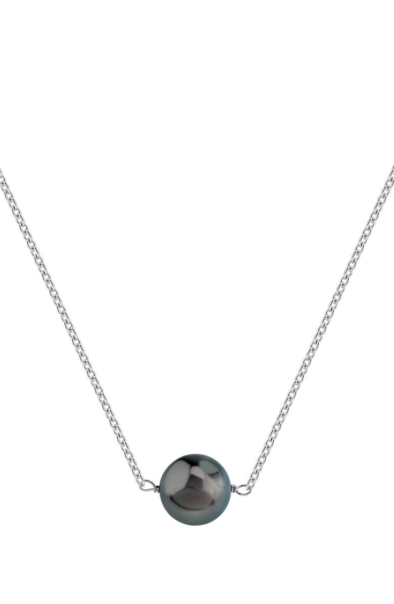 The Pearl Source Tahitian South Sea Round Solitaire 14K Pearl Necklace, Main, color, White Gold