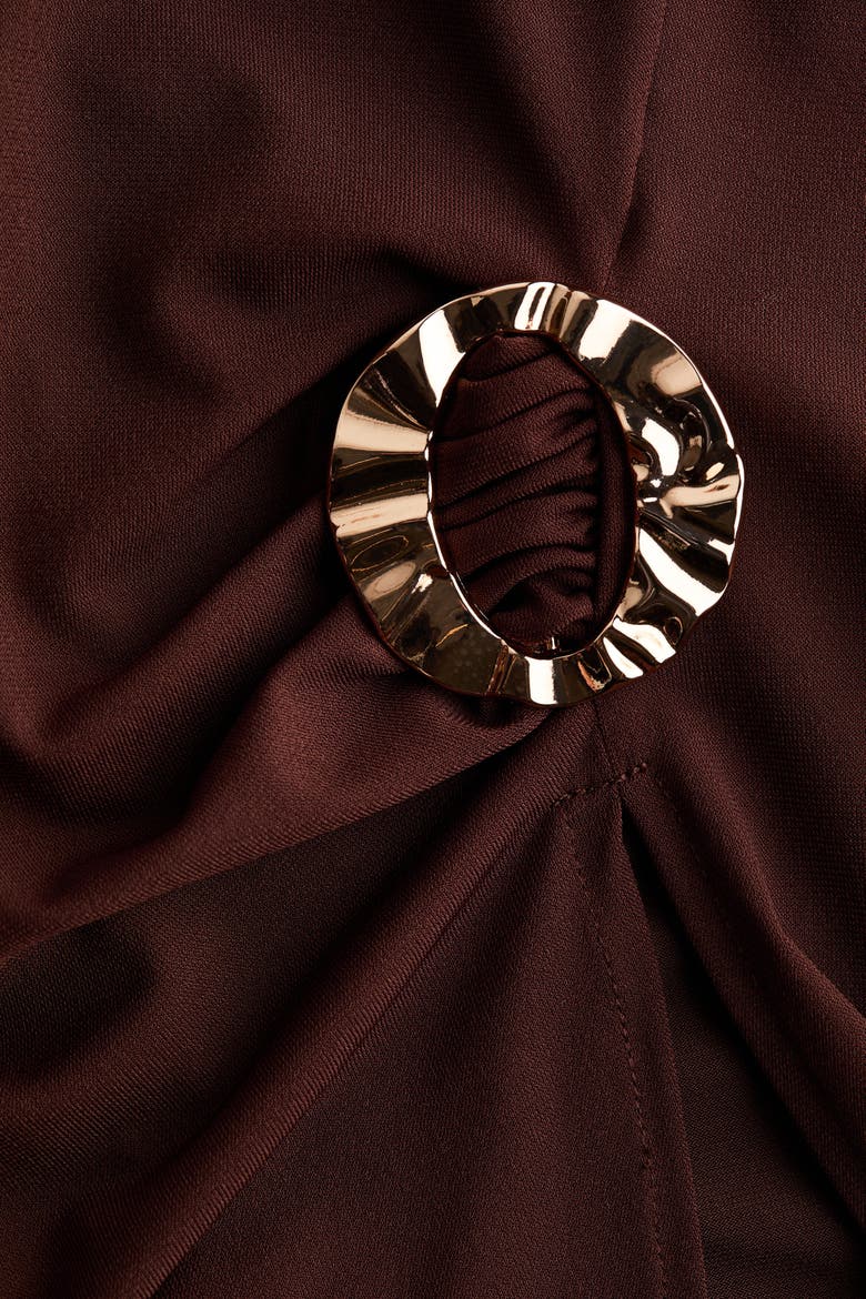Draped One-shoulder Top, Alternate, color, Dark brown