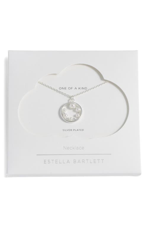 Estella Bartlett Faux Pearl & Crystal Circle Pendant Necklace In Metallic