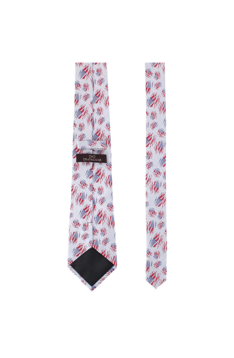 Trafalgar Stars & Stripes Secret Silver Silk Novelty Necktie, Alternate, color, Silver