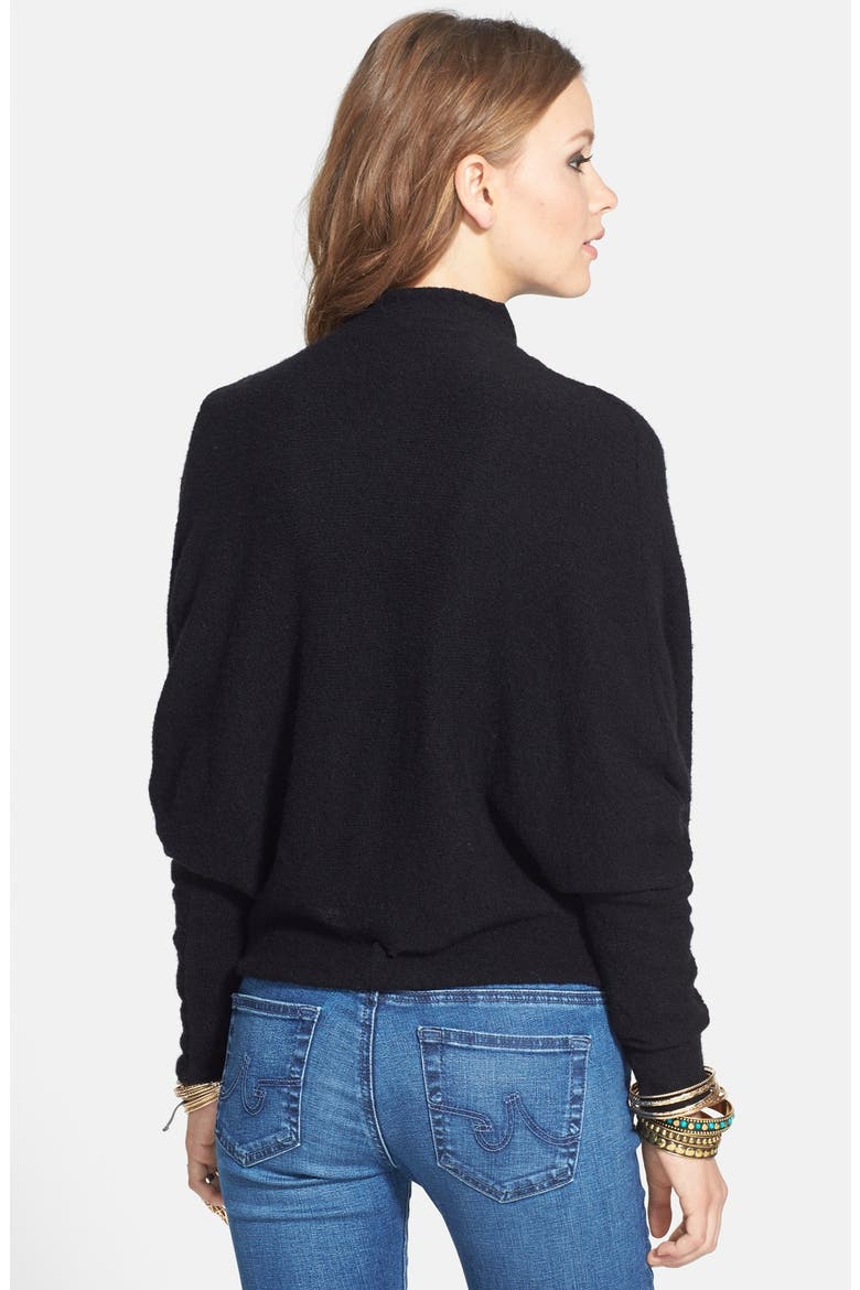 'Sugar' Faux Wrap Sweater, Alternate, color, BLACK