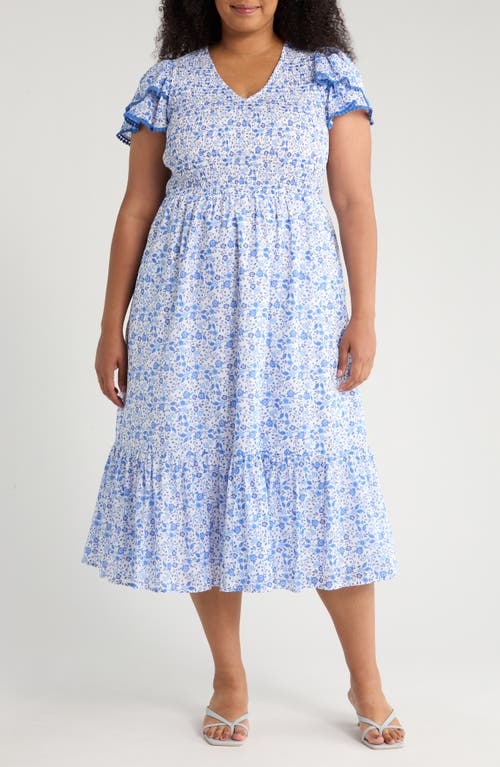 Sugarlips Maisie Floral Midi Dress In Blue