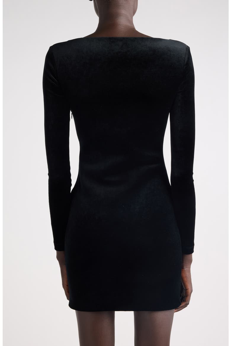 Sweetheart Long Sleeve Velvet Minidress, Alternate, color, 1000 BLACK