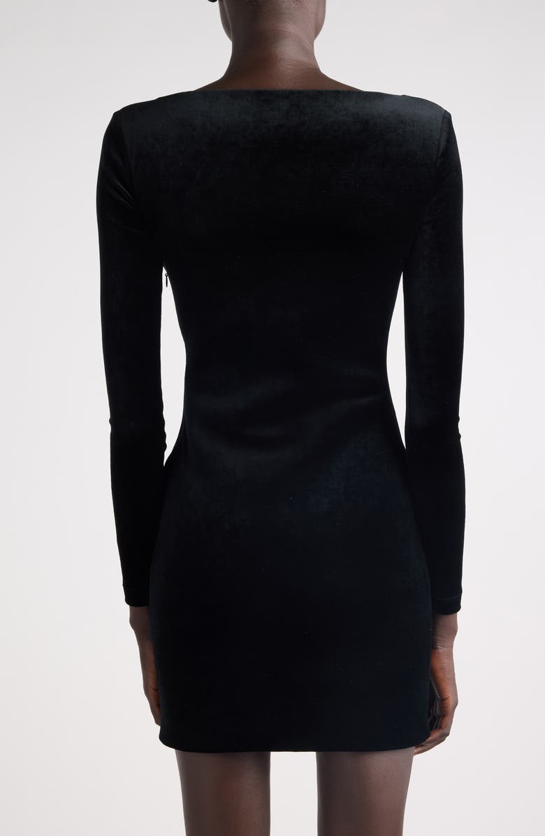 Balenciaga Sweetheart Long Sleeve Velvet Minidress, Alternate, color, 1000 Black