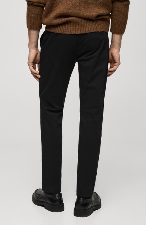 Mango Slim Fit Flat Front Cotton Stretch Twill Chinos In Black