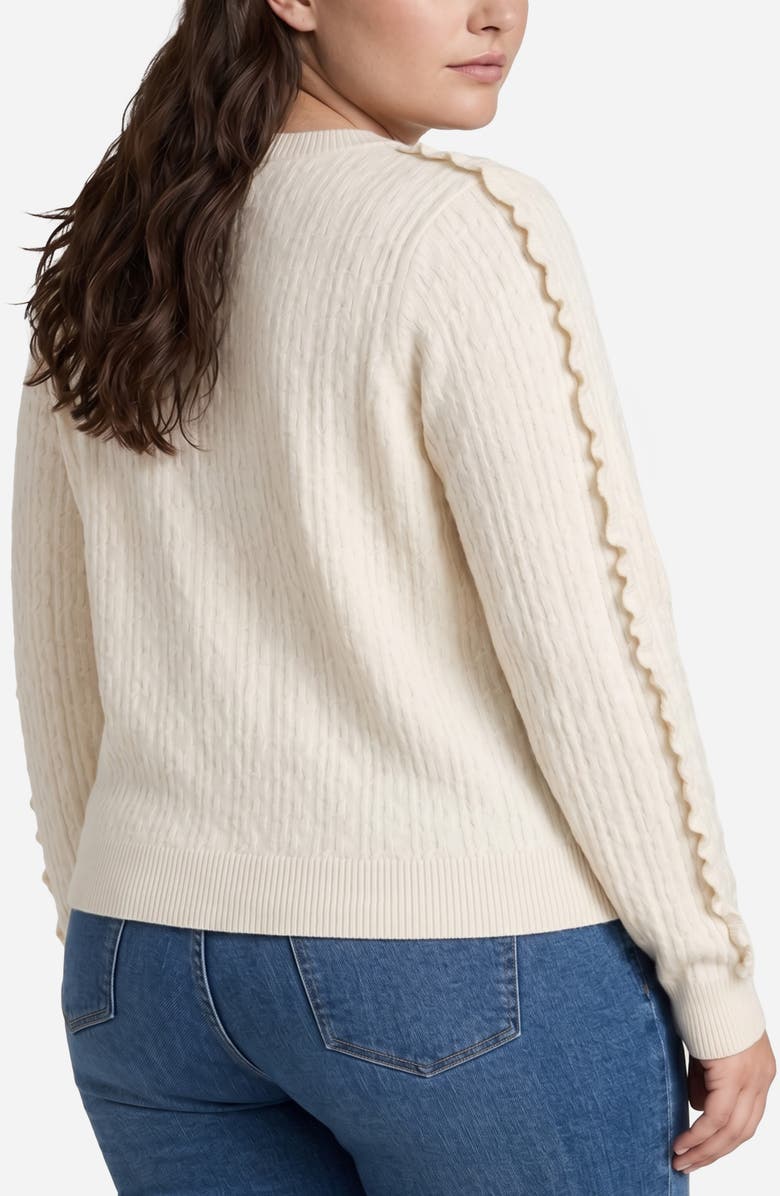 Liverpool Los Angeles Ruffle Cable Cardigan, Alternate, color, Cream