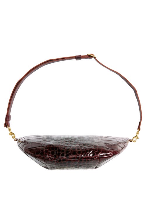 Shop Clare V . Grande Leather Belt Bag In Bordeaux Autumn Croco