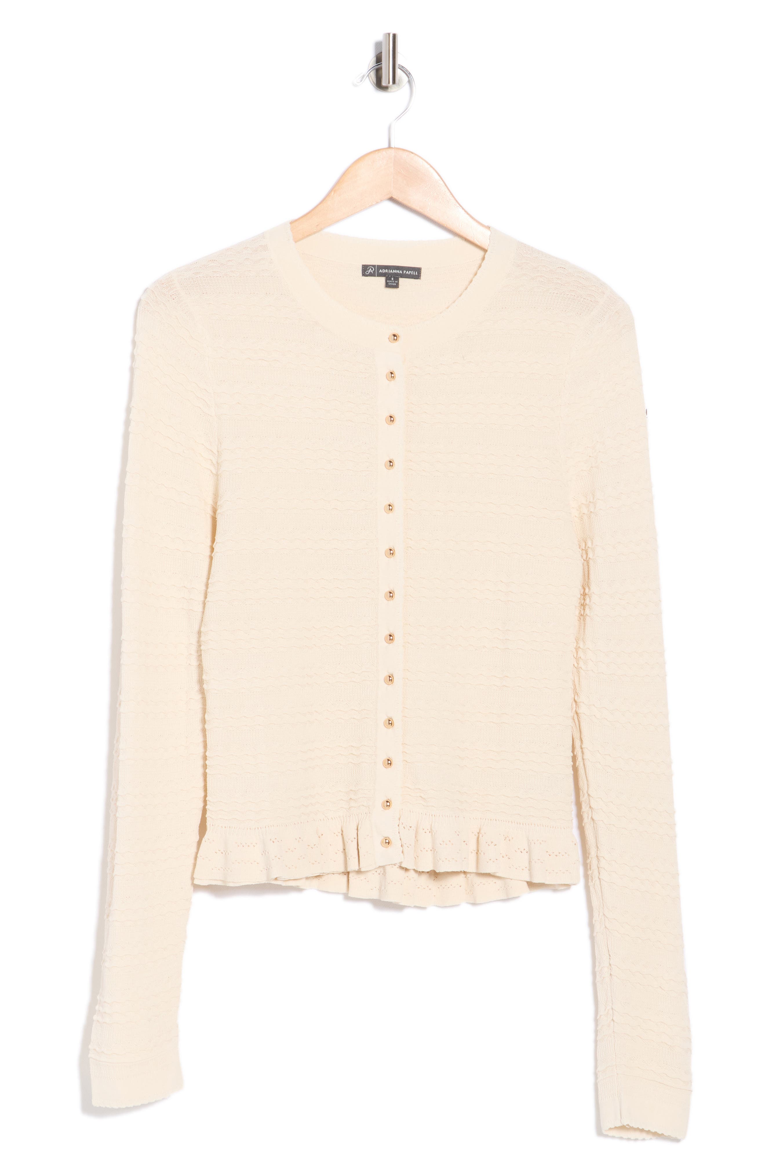 Adrianna Papell Crewneck Button-Up Cardigan