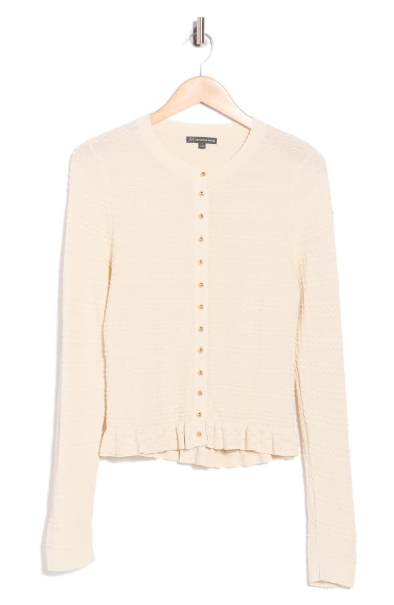 Adrianna Papell Crewneck Button-Up Cardigan, Main, color, Cream