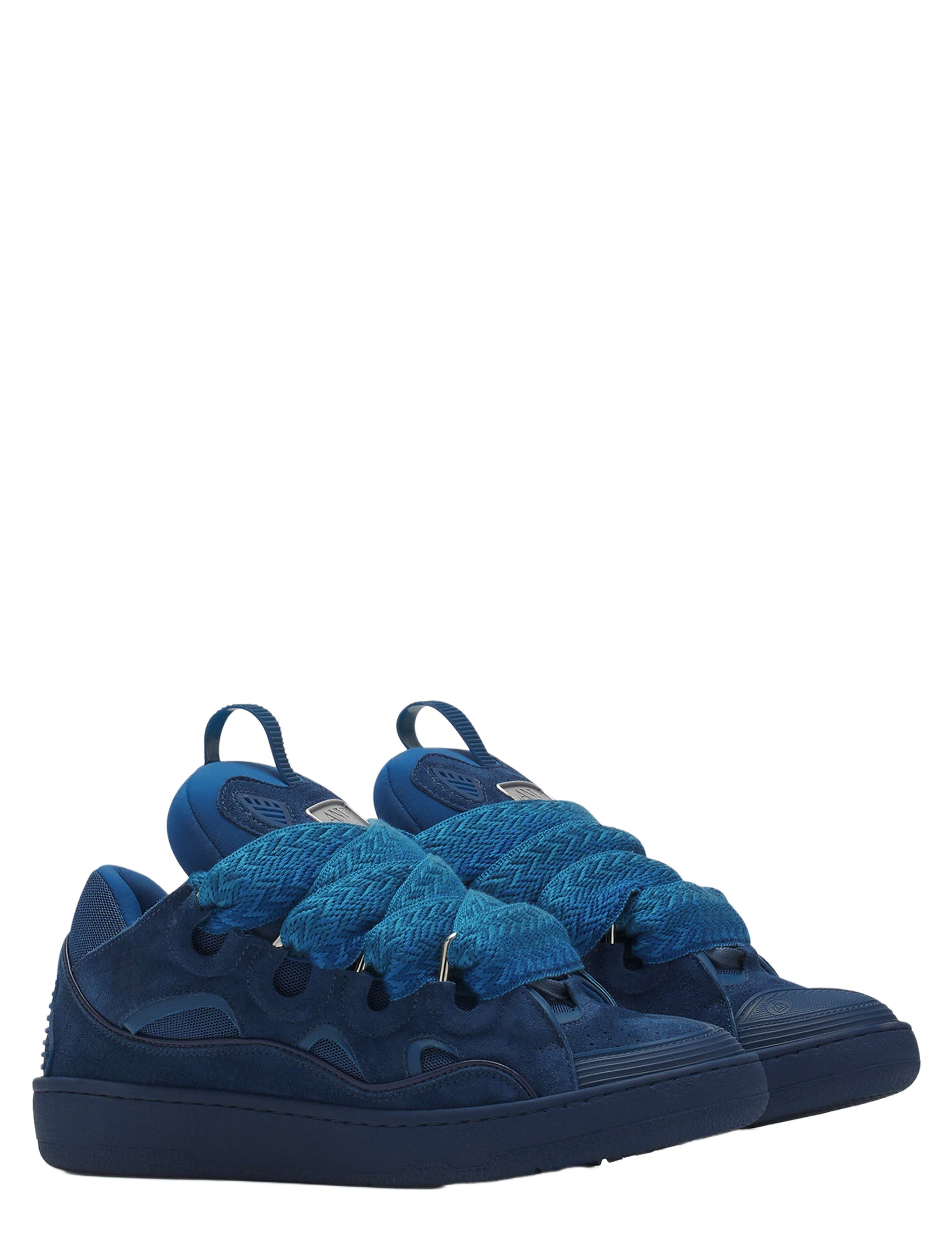 Curb Monochrome Leather sneakers, Alternate, color, Petrol Blue