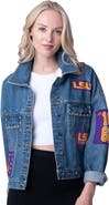 G-III 4HER BY CARL BANKS Women's G-III 4Her by Carl Banks Denim LSU Tigers Game Ball Patches and Studs Full-Button Jacket