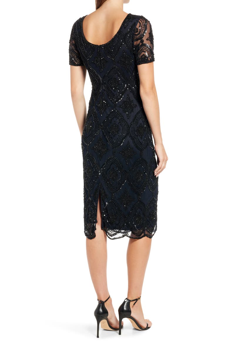 Stain Glass Beaded Cocktail Dress, Alternate, color, BLACK