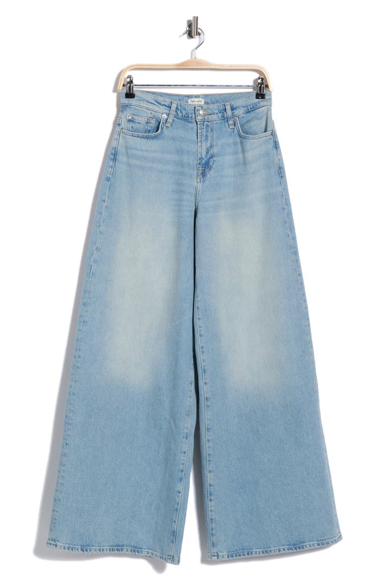 Ravyn High Waist Cuffed Wide Leg Jeans, Main, color, SEA BLUE