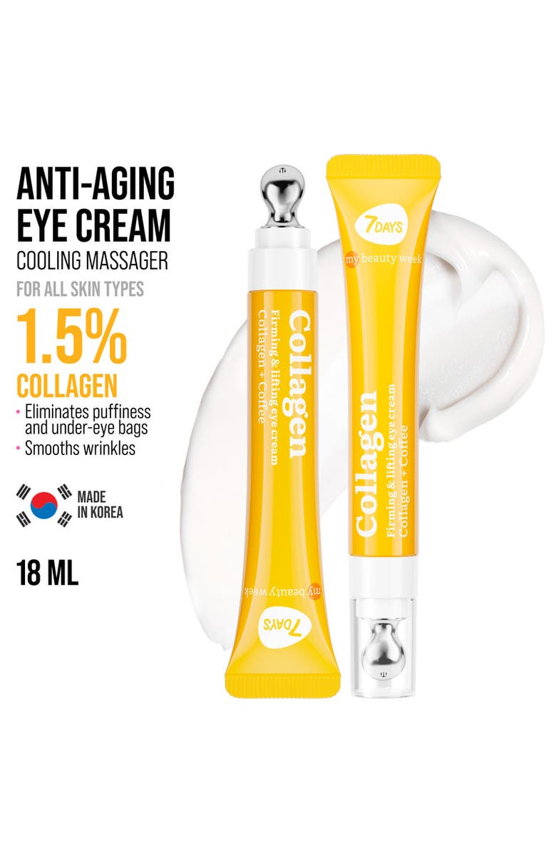 7DAYS Eye Cream with Collagen for Firming and Lifting effect with Cooling Metal Applicator, Alternate, color, White
